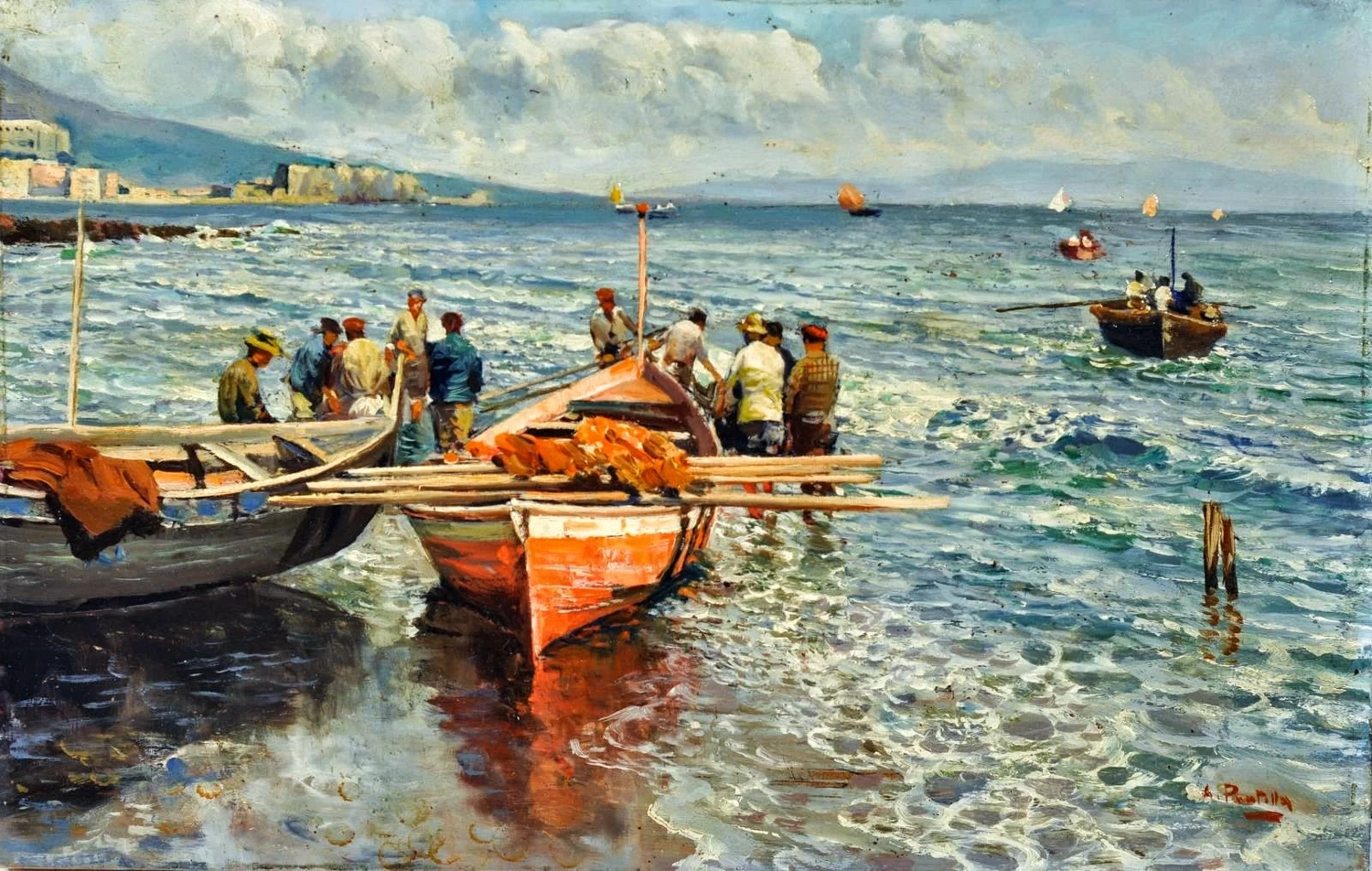  145-Attilio Pratella - pescatori a riva 